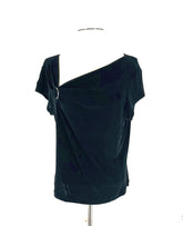 Womens Size 2 Chico's Travelers Shirt Black Stretchy Top With Silver Accessory - TheRealThreads